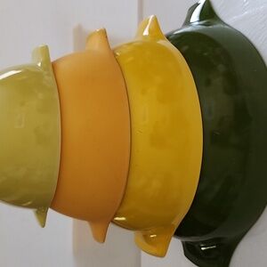 Vintage Pyrex avocado  yellow orange  color Cinderella bowl  441.442.443…